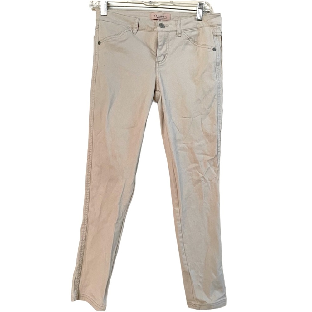 Philosophy cream beige slim leg pants w/ pockets Sz 6 petite, Republic